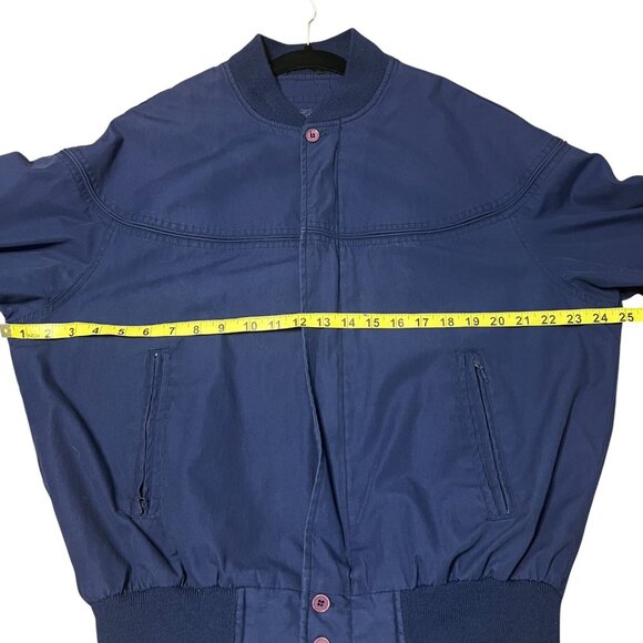 Vintage 80s Blue Bomber Jacket Size Medium - Picture 3 of 6